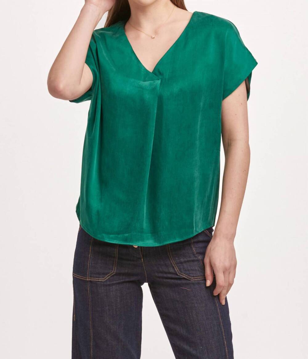 NEW DEAR JOHN DENIM kristen short sleeve blouse in deep emerald